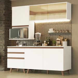 Cozinha Compacta Madesa Reims 180002 com Armário e Balcão - Branco