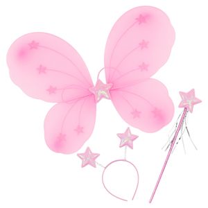 Fantasia Fada Pink Kit com Asa, Varinha e Tiara Infantil