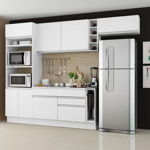 Cozinha Completa Madesa Safira com Armário e Balcão (Sem Tampo e Pia) - Branco