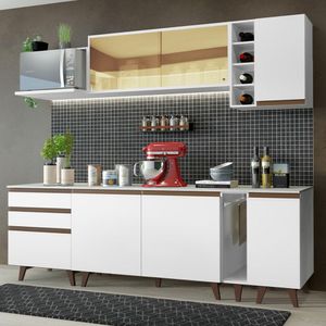 Cozinha Completa Madesa Reims 235001 com Armário e Balcão - Branco