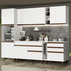 Cozinha Completa Madesa Reims 260005 com Armário e Balcão - Branco