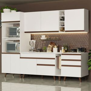 Cozinha Completa Madesa Reims 270002 com Armário e Balcão - Branco