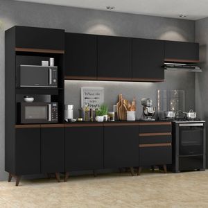 Cozinha Completa Madesa Reims 320001 com Armário e Balcão - Preto