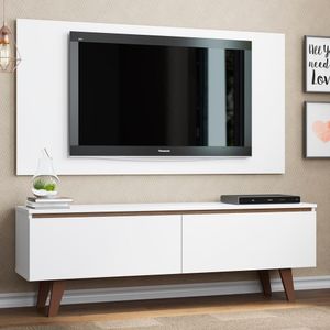 Rack Madesa Le Mans e Painel para TV até 55 Polegadas 2 Portas - Branco/Rustic