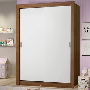 Guarda-Roupa Infantil Madesa Theo 2 Portas de Correr 4 Gavetas - Rustic/Branco