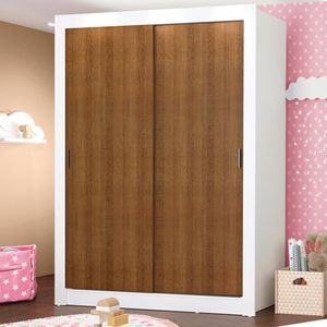 Guarda-Roupa Infantil Madesa Enzo 2 Portas de Correr - Branco/Rustic