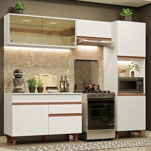 Cozinha Completa Madesa Reims XA250003 com Armário e Balcão - Branco