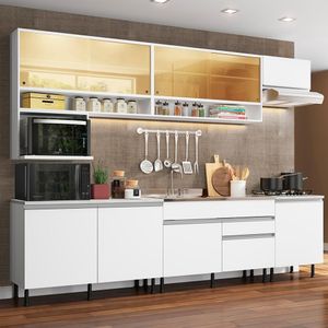 Cozinha Completa Madesa Verona com Armário e Balcão (Sem Tampo e Pia) - Branco