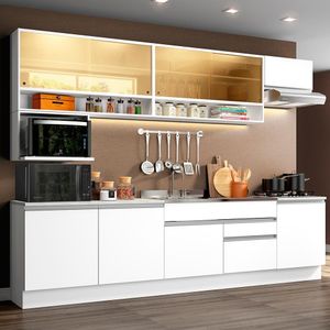 Cozinha Completa Madesa Verona com Armário e Balcão (Sem Tampo e Pia) - Branco