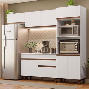 Cozinha Completa Madesa Reims 260008 com Armário e Balcão - Branco