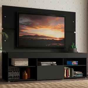 Rack com Painel Sobreposto para TV até 65 Polegadas Madesa Everest - Preto