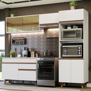 Cozinha Completa Madesa Reims XC260001 com Armário, Balcão e Tampo - Branco