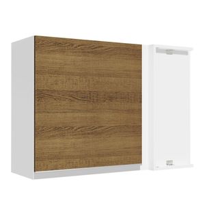 Armário Aéreo de Canto Madesa Glamy 1 Porta - Branco/Rustic