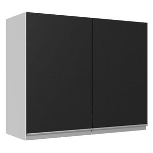 Armário Aéreo 100% MDF 80 cm 2 Portas Branco/Preto Acordes Madesa