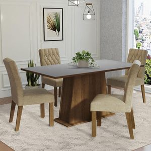 Conjunto Sala de Jantar Mesa Tampo de Madeira 4 Cadeiras Rustic/Cinza/Imperial Ashley Madesa