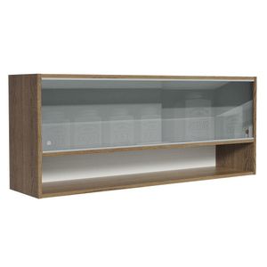 Armário Aéreo 120cm 2 Portas Correr Vidro Neutral 1 Nicho Rustic para Cozinhas Glamy, Lux e Reims Madesa