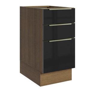 Balcão Madesa Lux 40 cm 3 Gavetas (Sem Tampo) - Rustic/Preto
