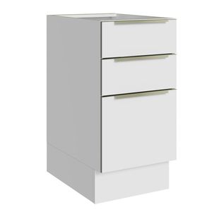 Balcão Madesa Lux 40 cm 3 Gavetas (Sem Tampo) - Branco/Branco Veludo