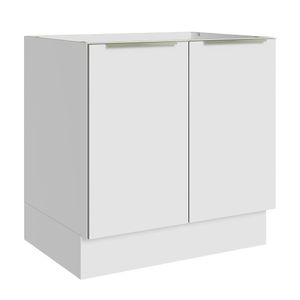 Balcão Madesa Lux 80 cm 2 Portas (Sem Tampo) - Branco/Branco Veludo