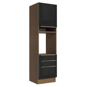 Torre Quente Madesa Lux 60 cm 1 Porta 3 Gavetas - Rustic/Preto