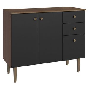 Balcão Gabinete 3 Portas 2 Gavetas Rustic/Preto Gourmet Madesa