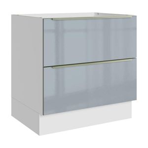 Balcão Madesa Lux 80 cm 2 Gavetas - Branco/Cinza