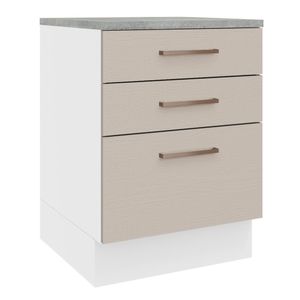 Balcão 60 cm 3 Gavetas Branco/Crema Agata Madesa