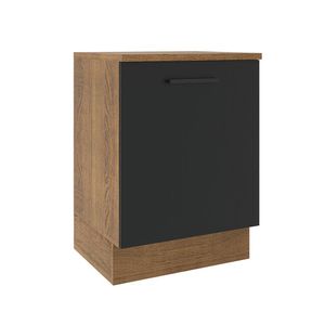 Balcão Madesa Agata 60 cm 1 Porta - Rustic/Preto