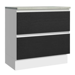 Balcão 80 cm 2 Gavetas Branco/Preto Glamy Madesa