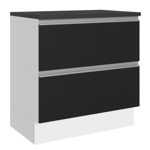 Balcão 100% MDF 80cm 2 Gavetas Branco/Preto Acordes Madesa