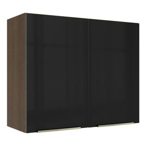 Armário Aéreo Madesa Lux 80 cm 2 Portas - Rustic/Preto