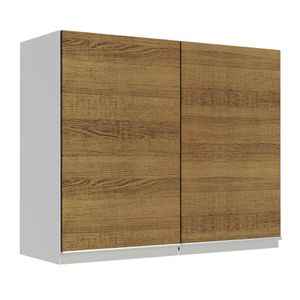 Armário Aéreo Madesa Glamy 80 cm 2 Portas - Branco/Rustic