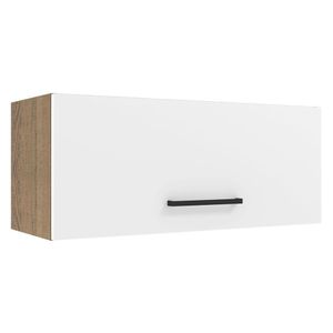 Armário Aéreo Madesa Agata 80 cm 1 Porta Basculante  Rustic/Branco