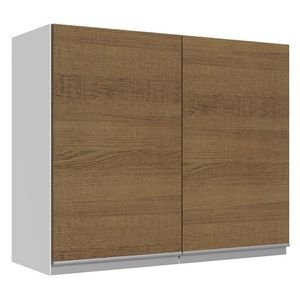 Armário Aéreo Madesa Acordes 100% MDF 80 cm 2 Portas - Branco/Rustic