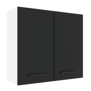 Armário Aéreo Madesa Agata 70 cm 2 Portas - Branco/Preto