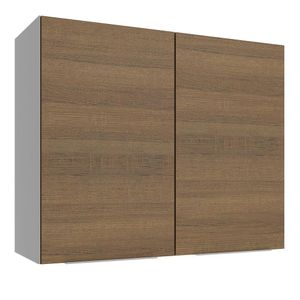 Armário Aéreo Madesa Stella 80 cm 2 Portas - Branco/Rustic