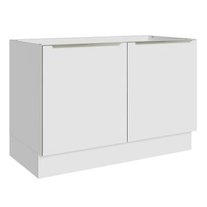 Balcão Gabinete de Pia Madesa Lux 120 cm 2 Portas (Sem Tampo) - Branco/Branco Veludo