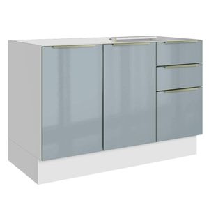 Balcão Gabinete de Pia Madesa Lux 120 cm 2 Portas 3 Gavetas - Branco/Cinza