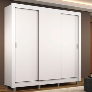 Guarda Roupa Casal Madesa Mônaco 3 Portas de Correr com Pés - Branco