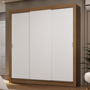 Guarda-Roupa Casal 3 Portas de Correr Rustic/Branco Sublime Madesa