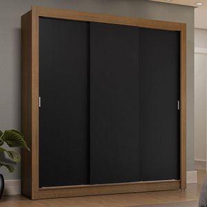 Guarda-Roupa Casal 3 Portas de Correr Rustic/Preto Sublime Plus Madesa