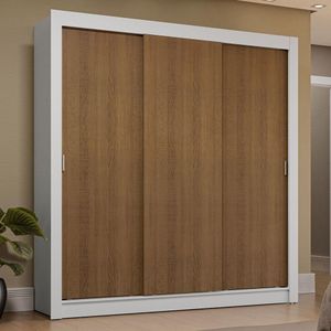 Guarda-Roupa Casal 3 Portas de Correr Branco/Rustic Sublime Plus Madesa
