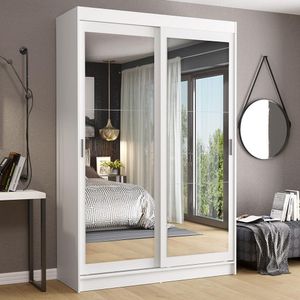 Guarda-Roupa Solteiro Madesa Tokio 2 Portas de Correr de Espelho 2 Gavetas - Branco