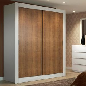 Guarda-Roupa Solteiro Madesa Dallas 2 Portas de Correr 2 Gavetas - Branco/Rustic