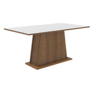 Mesa Madesa Retangular Tampo de Madeira 5364 - Rustic/Branco