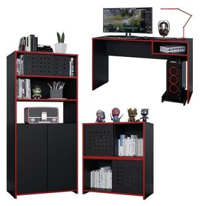 Conjunto Escritório Gamer 3 Peças Pixel Preto Caemmun