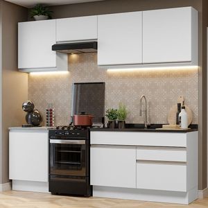 Armário de Cozinha Completa 240cm Branco Glamy Madesa 08