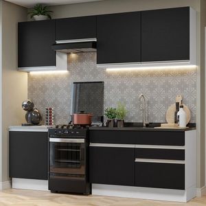 Armário de Cozinha Completa 240cm Branco/Preto Glamy Madesa 08