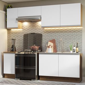 Armário de Cozinha Completa 240cm Rustic/Branco Glamy Madesa 10