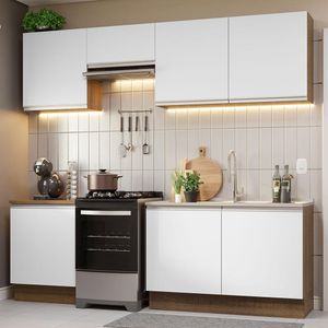 Armário de Cozinha Completa 240cm Rustic/Branco Glamy Madesa 09